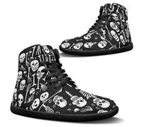 Jeiento Männer High Top Lustige Schädel Barfuß Schuhe Leichte Breite Casual Walking Schuhe Schnürung Up Zero Drop Sport Tennis Sneakers,41 EU
