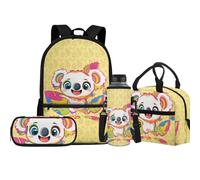 Jeiento Schulranzen-Set für Jungen und Mädchen, 43,2 cm, mit isolierter Lunchtasche, Federmäppchen, Wasserflasche, Tragetasche, Kinderreise, Tagesrucksack, 4 Stück, Koala, Einheitsgröße, Daypack
