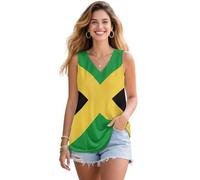 Jeiento Sommerkleidung, Damen-Tank-Tops, lockere Passform, fließende Tank-Shirts, ärmellos, trendiges Basic-T-Shirt, Business-T-Shirt, lässiges T-Shirt, Jamaika-Flagge, 4XL