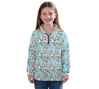 Jeiento Sweatshirt mit Cartoon-Tiermuster für Kinder, Mädchen, halber Reißverschluss, 5-14 Jahre, langärmeliger Pullover für Kinder, Cartoon Meerestier Otter, 7-8 Years