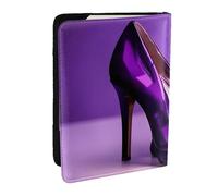 JEJEA Elegante violette High Heels mit Lippenstift-Druck, Reise-Organizer, Kreditkartenetui, Reisepasshülle, Reisepasshülle, Brieftasche, für Reisen, Schwarz , Einheitsgröße