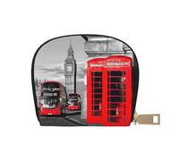 JEJEA England UK Retro London Telefonaufdruck Kreditkartenetui, kleines Kartenetui mit Reißverschluss, Leder-Kartenhalter, weiß, Einheitsgröße