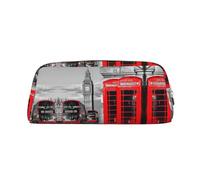 JEJEA England UK Retro London Telefondruck Leder Federmäppchen Große Kapazität Federmäppchen Schreibwaren Stiftetasche Vielseitige Make-up-Tasche, gold, Einheitsgröße, Kulturbeutel