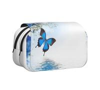 JEJEA Federmäppchen mit Blumen- und Schmetterlings-Aufdruck, für Bleistifte, Make-up, Mehrzweck-Organizer-Box für Erwachsene, Schwarz , Einheitsgröße, Kulturbeutel