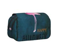 JEJEA Federmäppchen mit Halloween-Flamingo-Hexenhut, Stifteetui, Halter für Bleistifte, Make-up, Mehrzweck-Organizer-Box für Erwachsene, Schwarz , Einheitsgröße, Kulturbeutel