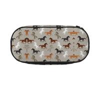 JEJEA Federmäppchen mit niedlichem Pferdemotiv, großes Fassungsvermögen, große Aufbewahrung, hohe Kapazität, Beutel, Organizer, Schwarz , Einheitsgröße, Taschen-Organizer