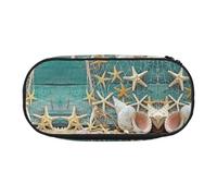 JEJEA Federmäppchen mit Seestern-Muschel-Motiv, großes Fassungsvermögen, große Aufbewahrung, hohe Kapazität, Beutel, Beutel, Organizer, Schwarz , Einheitsgröße, Taschen-Organizer