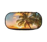 JEJEA Federmäppchen, Motiv: tropische Strandpalme, Sonnenuntergang, großes Fassungsvermögen, große Aufbewahrung, hohe Kapazität, Beutelhalter, Organizer, Schwarz , Einheitsgröße, Taschen-Organizer