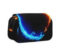 JEJEA Fire and Ice Federmäppchen mit Drachenmotiv, für Bleistifte, Make-up, Mehrzweck-Organizer-Box für Erwachsene, Schwarz , Einheitsgröße, Kulturbeutel