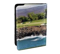 JEJEA Hawaii Beach Golfplatz-Druck, Reise-Organizer, Kreditkartenetui, Reisepasshülle, Reisepasshülle, Brieftasche, für Reisen, Schwarz , Einheitsgröße