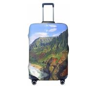 JEJEA Kauai Hawaii Seashore Print Kofferabdeckung Schutz Reisegepäckhülle Koffer Waschbar Gepäckhüllen Anti-Scratch, Schwarz , XL