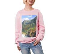 JEJEA Kauai Hawaii Seashore Print Winter Fleece Gefüttert Warm Casual Tops Damen Oversized Langarm Pullover Fashion Sweatshirt, rose, L