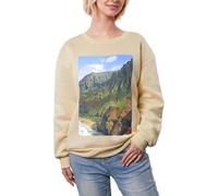 JEJEA Kauai Hawaii Seashore Print Winter Fleece Gefüttert Warm Casual Tops Damen Oversized Langarm Pullover Fashion Sweatshirt, aprikose, L