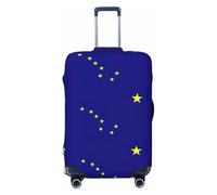 JEJEA Kofferhülle mit Alaska-Staatsflaggen-Druck, Reisegepäckabdeckung, waschbar, kratzfest, Schwarz , S