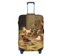 JEJEA Kofferhülle mit Bauernhof-Hühner-Aufdruck, Reisegepäck-Abdeckung, waschbar, kratzfest, Schwarz , XL