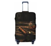 JEJEA Kofferhülle mit Zigarren- und Whiskey-Aufdruck, Reisegepäckabdeckung, waschbar, kratzfest, Schwarz , XL