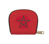 JEJEA Kreditkartenetui mit Flagge von Marokko, kleiner Kartenhalter mit Reißverschluss, Leder-Kartenhalter, weiß, Einheitsgröße