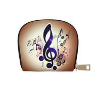 JEJEA Kreditkartenetui mit Musiknoten-Aufdruck, kleiner Kartenhalter mit Reißverschluss, Leder-Kartenhalter, Violett, weiß, Einheitsgröße