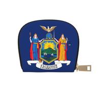JEJEA Kreditkartenetui mit New York-Flagge, kleiner Kartenhalter mit Reißverschluss, Leder-Kartenhalter, weiß, Einheitsgröße