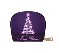 JEJEA Kreditkartenetui mit weihnachtlichem Baum-Aufdruck, kleiner Kartenhalter mit Reißverschluss, Leder-Kartenhalter, weiß, Einheitsgröße