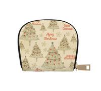 JEJEA Kreditkartenetui mit Weihnachtsbaum-Aufdruck, kleiner Kartenhalter mit Reißverschluss, Leder-Kartenhalter, weiß, Einheitsgröße