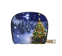 JEJEA Kreditkartenetui mit Weihnachtsbaum-Motiv, kleines Kartenetui mit Reißverschluss, Leder-Kartenhalter, weiß, Einheitsgröße