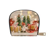 JEJEA Kreditkartenetui mit Weihnachtsbaum- und Sternen-Aufdruck, kleiner Kartenhalter mit Reißverschluss, Leder-Kartenhalter, weiß, Einheitsgröße