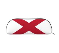 JEJEA Leder-Federmäppchen mit Alabama-Flaggen-Druck, mit Reißverschluss, Federmäppchen, Federmäppchen, Make-up-Kosmetiktasche, silber, Einheitsgröße, Kulturbeutel