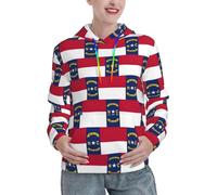 JEJEA North Carolina State Flag Print Trendy Graphic Hoodie Sweatshirt Fitted Pullover With Kangaroo Pocket Fall Gifts For Women, Schwarz , S