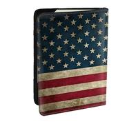 JEJEA Reise-Organizer mit amerikanischer Flagge, Kreditkartenetui, Reisepasshülle, Brieftasche, für Reisen, Schwarz , Einheitsgröße