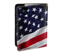 JEJEA Reise-Organizer mit amerikanischer Flagge, Kreditkartenetui, Reisepasshülle, Brieftasche, für Reisen, Schwarz , Einheitsgröße