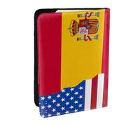 JEJEA Reise-Organizer mit amerikanischer Spanien-Flagge, Kreditkartenetui, Reisepass, Reisepasshülle, Brieftasche, für Reisen, Schwarz , Einheitsgröße