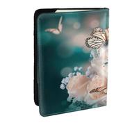 JEJEA Reise-Organizer mit Blumen- und Schmetterlings-Aufdruck, Kreditkartenetui, Reisepasshülle, Brieftasche, für Reisen, Schwarz , Einheitsgröße