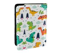 JEJEA Reise-Organizer mit buntem Dinosaurier-Druck, Kreditkartenetui, Reisepasshülle, Brieftasche, für Reisen, Schwarz , Einheitsgröße