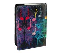 JEJEA Reise-Organizer mit buntem Musiknoten-Druck, Kreditkartenetui, Reisepass, Reisepasshülle, Brieftasche, für Reisen, Schwarz , Einheitsgröße