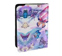 JEJEA Reise-Organizer mit buntem Schmetterlings-Aufdruck, Kreditkartenetui, Reisepasshülle, Brieftasche, für Reisen, Schwarz , Einheitsgröße