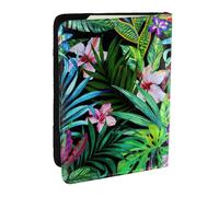 JEJEA Reise-Organizer mit buntem tropischem Blatt-Druck, Kreditkartenetui, Reisepasshülle, Brieftasche, für Reisen, Schwarz , Einheitsgröße