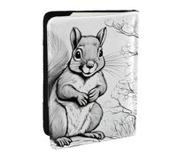 JEJEA Reise-Organizer mit Cartoon-Eichhörnchen-Druck, Kreditkartenetui, Reisepasshülle, Brieftasche, für Reisen, Schwarz , Einheitsgröße