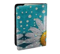 JEJEA Reise-Organizer mit Gänseblümchen-Aufdruck, Kreditkartenetui, Reisepasshülle, Brieftasche, für Reisen, Schwarz , Einheitsgröße