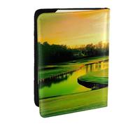 JEJEA Reise-Organizer mit Golfplatz-Aufdruck, Kreditkartenetui, Reisepasshülle, Brieftasche, für Reisen, Schwarz , Einheitsgröße