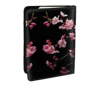 JEJEA Reise-Organizer mit japanischem Kirschblumen-Aufdruck, Kreditkartenetui, Reisepasshülle, Brieftasche, für Reisen, Schwarz , Einheitsgröße