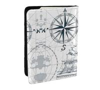 JEJEA Reise-Organizer mit nautischem Segelboot-Kartendruck, Kreditkartenetui, Reisepass, Reisepasshülle, Brieftasche, für Reisen, Schwarz , Einheitsgröße