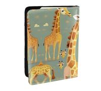 JEJEA Reise-Organizer mit niedlichem Cartoon-Giraffen-Druck, Reise-Organizer, Kreditkartenetui, Reisepasshülle, Brieftasche, für Reisen, Schwarz , Einheitsgröße