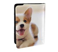 JEJEA Reise-Organizer mit niedlichem Corgi-Druck, Kreditkartenetui, Reisepasshülle, Brieftasche, für Reisen, Schwarz , Einheitsgröße