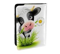 JEJEA Reise-Organizer mit niedlichem Kuh-Druck, Kreditkartenetui, Reisepasshülle, Brieftasche, für Reisen, Schwarz , Einheitsgröße