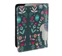 JEJEA Reise-Organizer mit niedlichem Lama-Blumendruck, Kreditkartenetui, Reisepass, Reisepasshülle, Brieftasche, für Reisen, Schwarz , Einheitsgröße