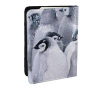 JEJEA Reise-Organizer mit niedlichem Pinguin1-Druck, Kreditkartenetui, Reisepasshülle, Brieftasche, für Reisen, Schwarz , Einheitsgröße