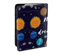 JEJEA Reise-Organizer mit niedlichem Planeten-Druck, Kreditkartenetui, Reisepasshülle, Brieftasche, für Reisen, Schwarz , Einheitsgröße