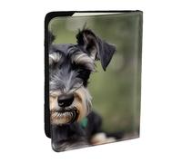 JEJEA Reise-Organizer mit niedlichem Schnauzer-Aufdruck, Kreditkartenetui, Reisepasshülle, Brieftasche, für Reisen, Schwarz , Einheitsgröße