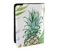 JEJEA Reise-Organizer mit tropischem Ananas-Druck, Kreditkartenetui, Reisepasshülle, Brieftasche, für Reisen, Schwarz , Einheitsgröße